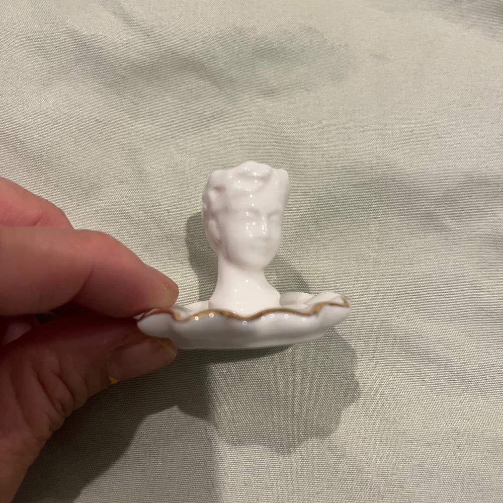 Anthropologie Victorian Greek White Bust Incense Stick Holder female cameo
